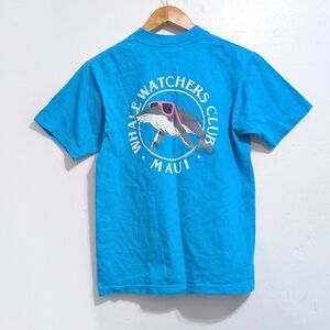 Vintage 80s Whale Watchers Club Maui Hawaii Single stitch t-shirt Tee Shirt Top
